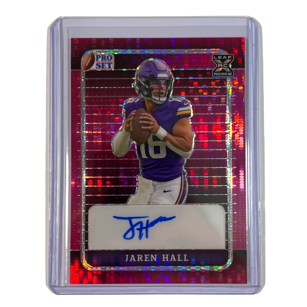 Jaren Hall 2023 Leaf Pro Set Pink Pulsar Auto 3/4 Rookie No. PA-JH1 Vikings